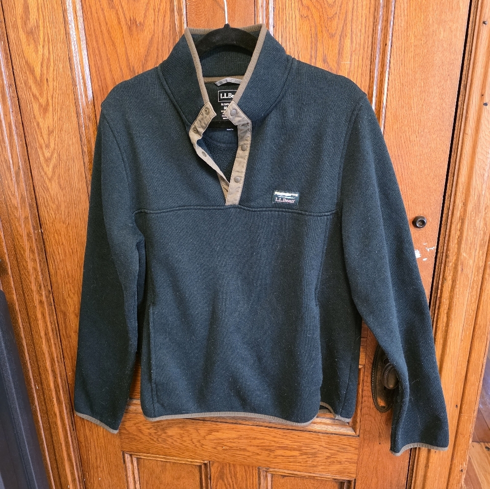 L.L Bean Mens Sweater Fleece Dark Green. Medium